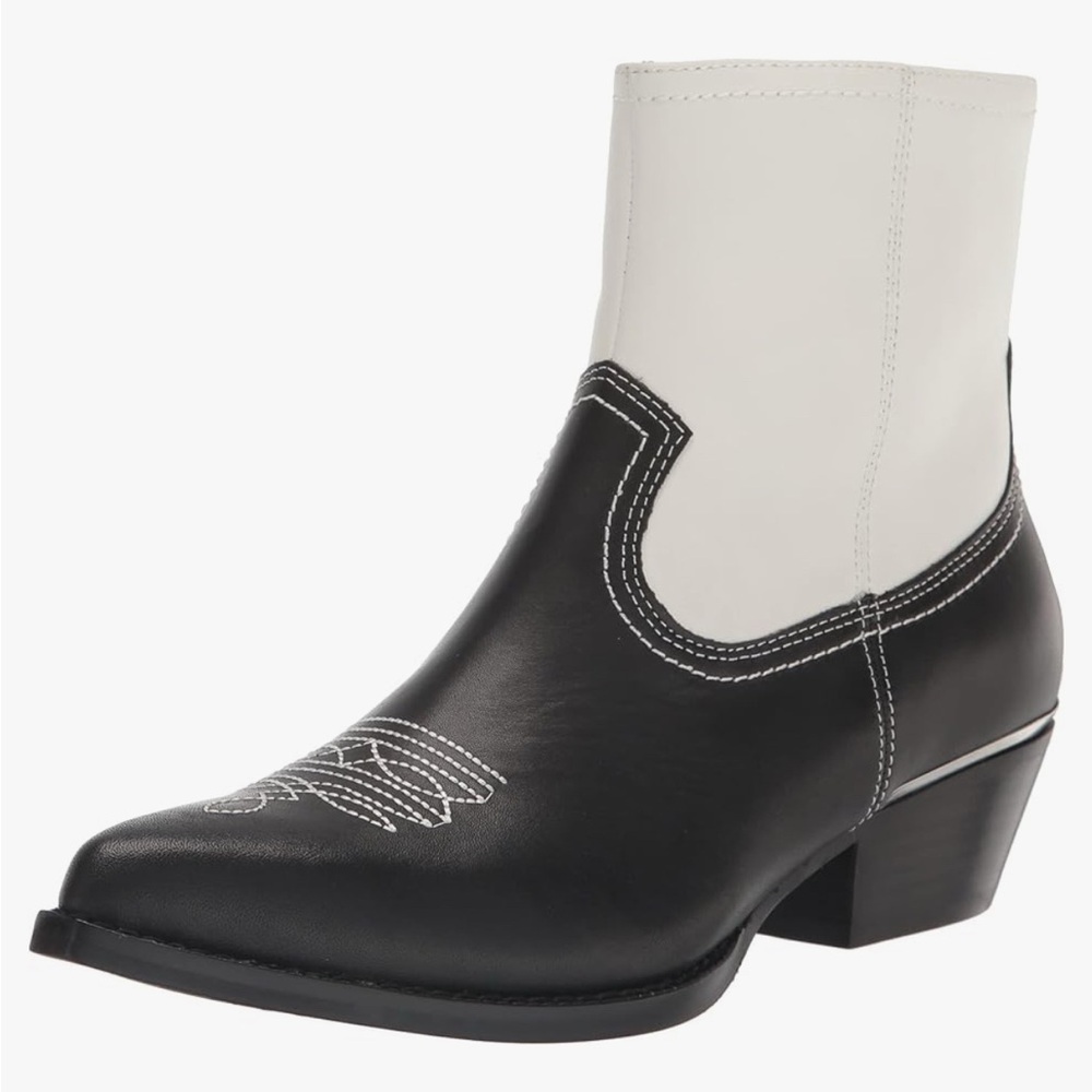 Black and White Western Ankle Boots DKNY Women's Lukas Cowboy Booties concert
